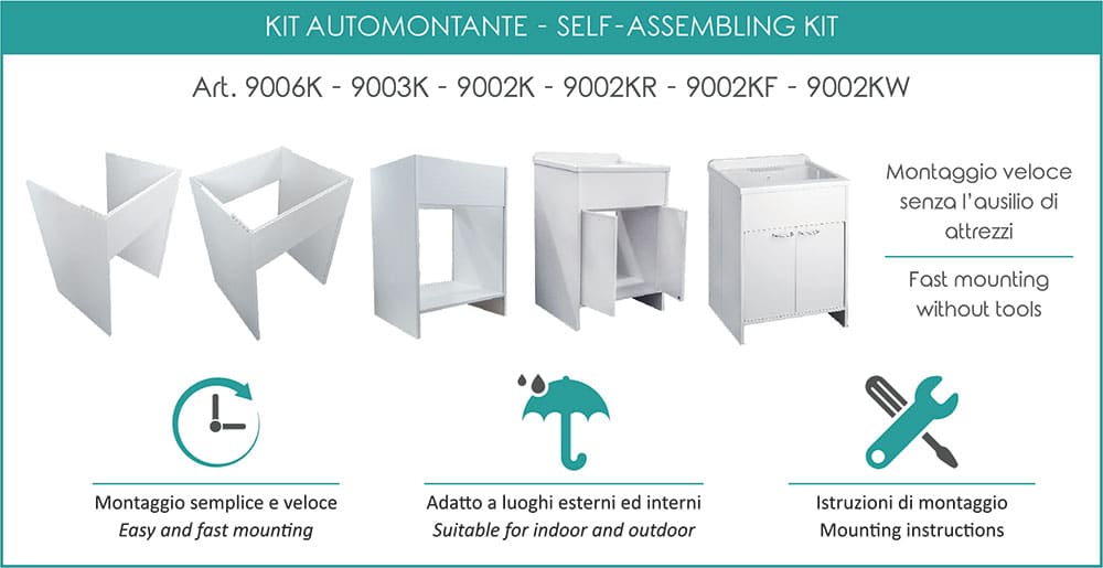 Copri lavatrice con lavatoio per esterni bianco kit montaggio