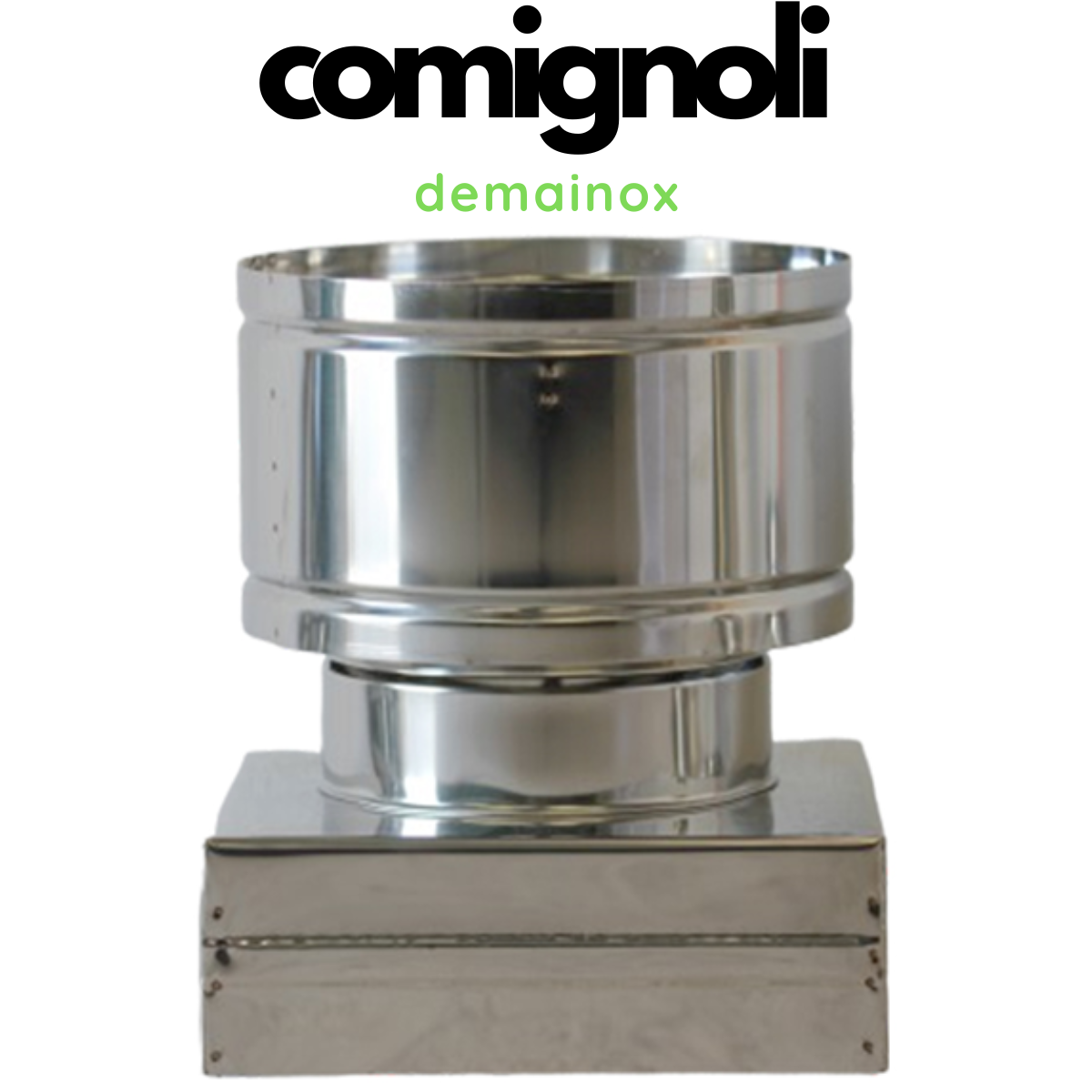 Comignolo antivento camino per canna fumaria base quadrata inox