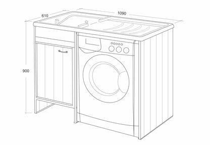 dimensioni Copri lavatrice con lavatoio per esterni bianco reversibile