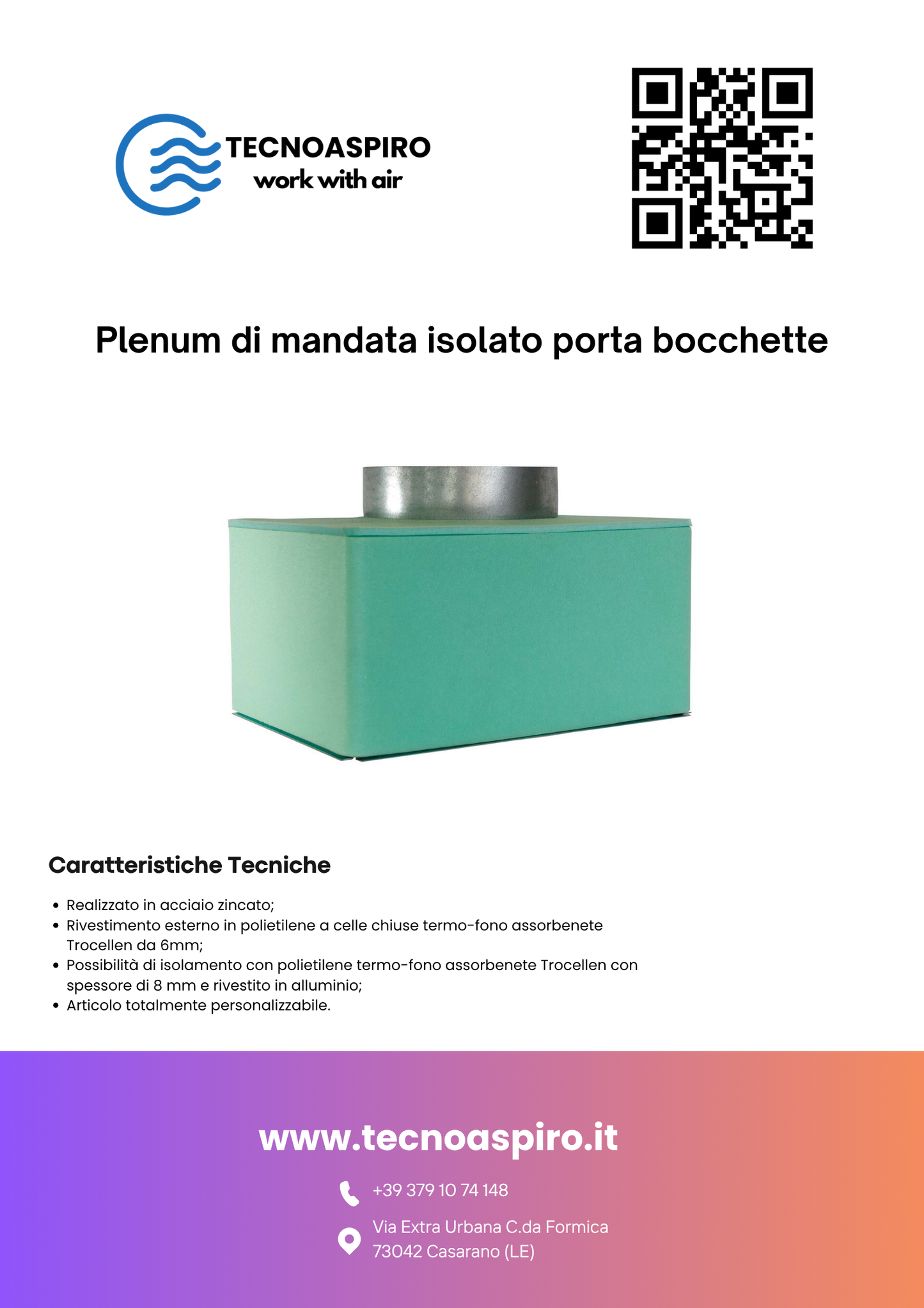 cartellino plenum isolato per bocchette e griglie Tecnoaspiro