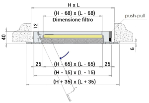 schema di montaggio griglia forellinata con filtro di ripresa